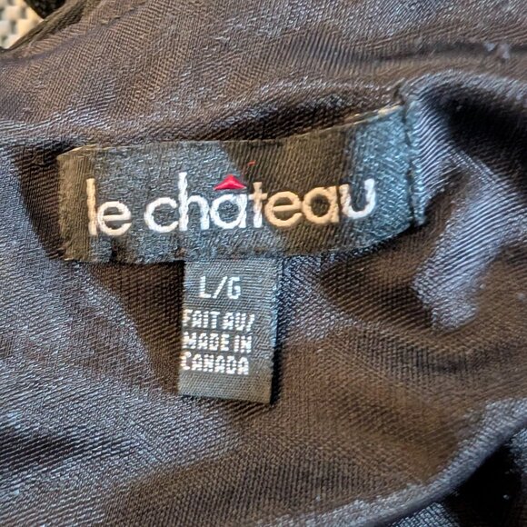 Le Château Black Evening Gown Whimsigoth Criss cross Back Size Large - Picture 10 of 11